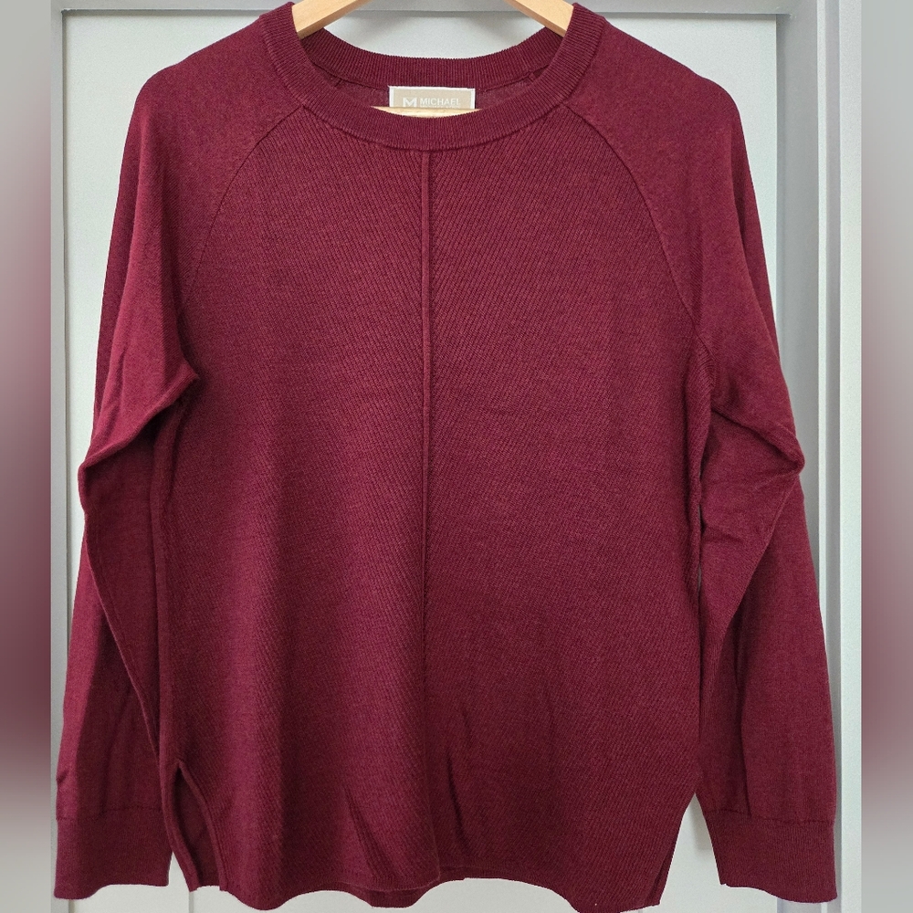 NWOT - Michael Kors Women's Burgundy Crew Neck Sweater